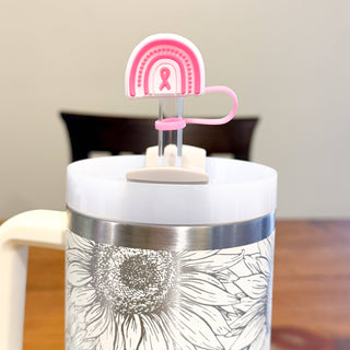 Straw Topper 3 pack - Breast Cancer Awareness, Pink Ribbon