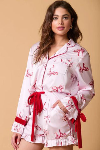 Silk Holiday Bow PJ Set