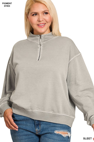 Pigment Dyed Half Zip Pullover