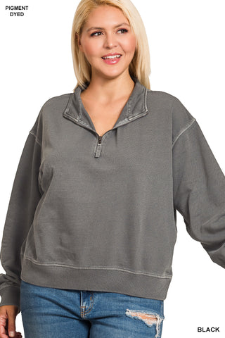 Pigment Dyed Half Zip Pullover