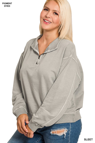 Pigment Dyed Half Zip Pullover