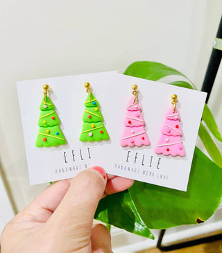 Handmade Christmas Tree Dangle Earrings Holiday Gift