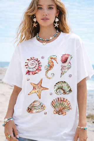 Dainty Shiny Seashells White T-Shirt