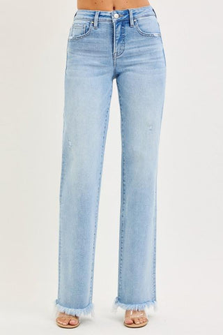 Risen Tummy Control High Rise Long Straight Jeans