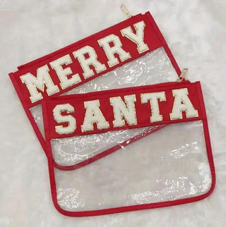 Red Contrast Trim Clear Zip Bag