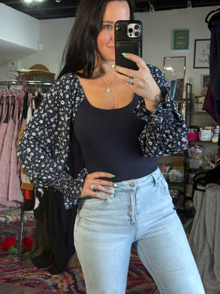 Floral Puff Sleeve Bodysuit