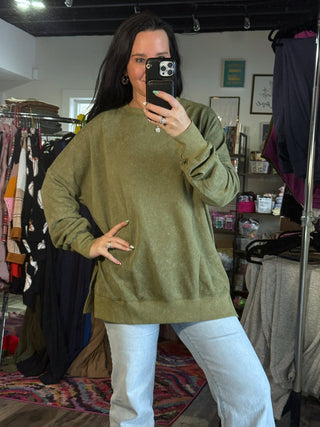 Tunic Green Washed Sweatshirt