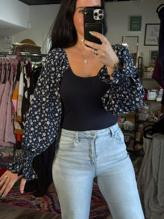 Floral Puff Sleeve Bodysuit