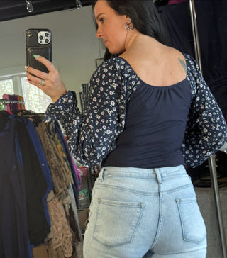 Floral Puff Sleeve Bodysuit