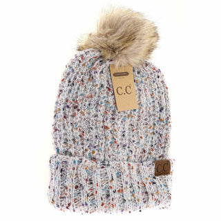 Confetti Mohair Ribbed Fur Pom C.C Beanie