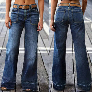 Vintage Washed High-Waist Wide Leg Jeans