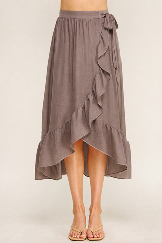 RUFFLE WRAP MAXI SKIRT