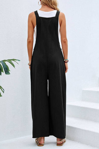 Mid-waist retro solid color loose casual fashion suspenders