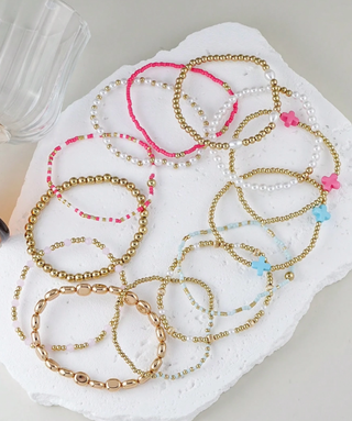 Summer Cross Gold Faux Pearl Bracelet Set 