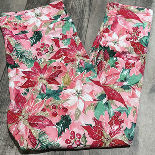 Pink Poinsettia Leggings