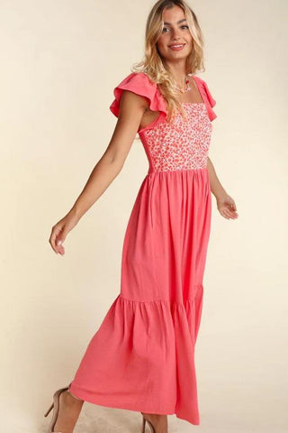 Coral Floral Summer Dress