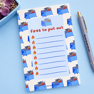 Funny Dumpster Fire Notepad - Fires to Put Out - Stationery