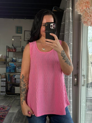 Textured Sleeveless Tank Blouse