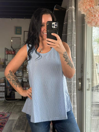 Textured Sleeveless Tank Blouse