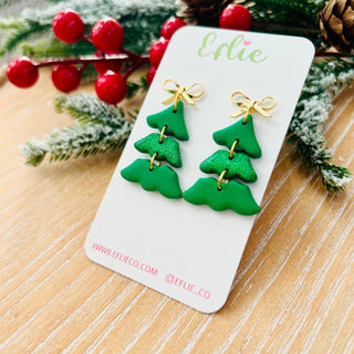 Christmas Tree Glitter Earrings Polyester Clay Holiday