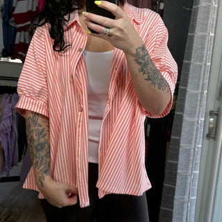 Coral Button Up Top
