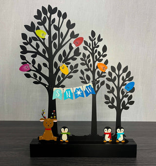 Snow Banner Magnet Blue (6"w), Winter Decor