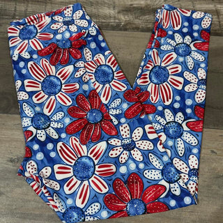 Patriotic Floral Full Legging