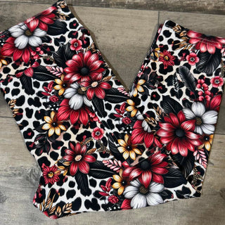 Red Floral Capri
