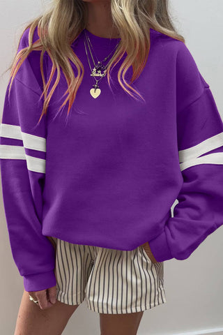 Varsity Striped Detail Drop Shoulder Sweatshirt