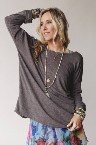 Twisted Harmony Top - Charcoal Brown