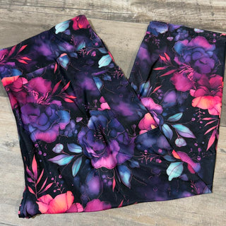 Purple Pink Floral Capri