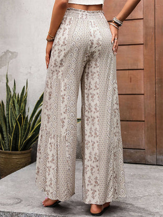 High Waisted Lace Up Wide Leg Pants