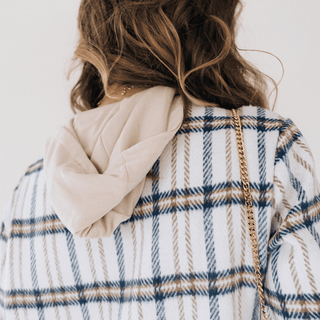 Cream & Navy Plaid Flannel - Adult