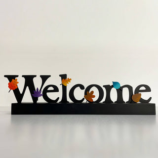 "Welcome" Magnetic Word w/ Wood Base, Home Decor