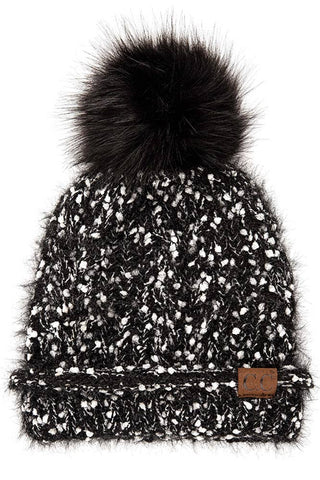C.C Eyelash Confetti Yarn Knitted Pom Beanie