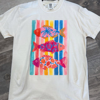 Beachy Fish Graphic Tee on Ivory