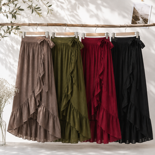 RUFFLE WRAP MAXI SKIRT