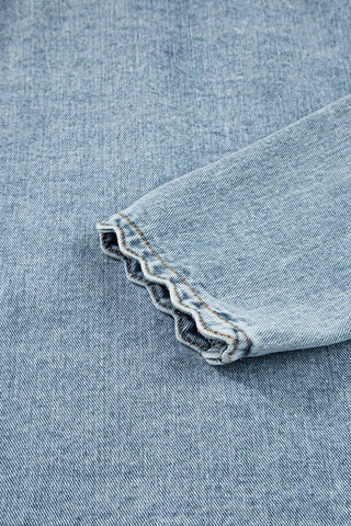 Scallop Trim Denim Jacket with Patched Pockets