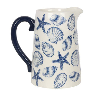 Nautical Seashell Ceramic Summer Flower Vase Jug