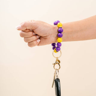 Game Day Hands-Free Keychain Wristlet - Purple + Yellow