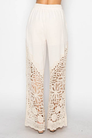 Crochet-Detail Lined Drawstring Pants