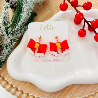 Red Bow Santa Clause Earrings | Christmas Earrings | Christm