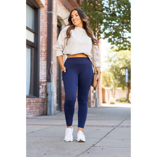 The Nyla - Navy Full-Length with Pocket Leggings