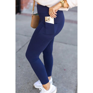 The Nyla - Navy Full-Length with Pocket Leggings