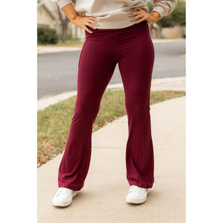The Maeve - MAROON Bootcut Leggings with Pockets