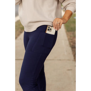 The Mila - NAVY Bootcut Leggings with Pockets