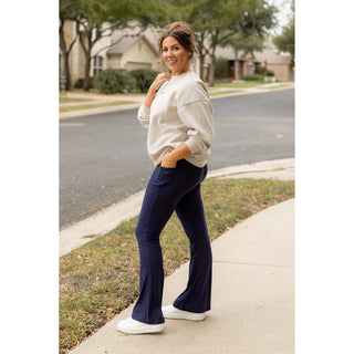 The Mila - NAVY Bootcut Leggings with Pockets