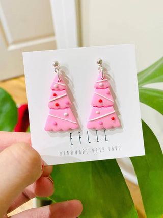 Handmade Christmas Tree Dangle Earrings Holiday Gift