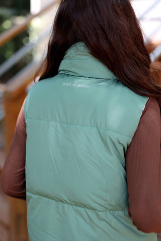 Puffer Vest – Reversible Quilted Puffer Vest- Olive/Cream