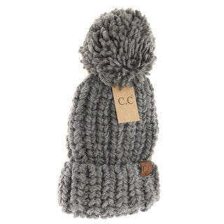 Chunky Knit Yarn Pom C.C Beanie